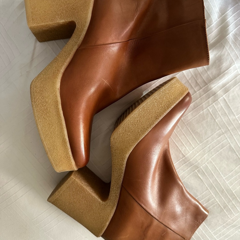 Seychelles Tan Leather Platform Boots